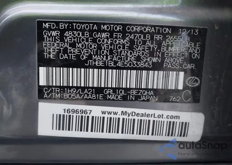 2014 Lexus Gs 350 z USA, uszkodzony, nr VIN JTHBE1BL4E5033843